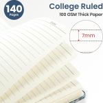 Lined Spiral Journal Notebook for Women, A5 College Ruled Journals for Writing, Hardcover Notebooks for Work, Note taking and Office School Supplies,140 Pages - Blue Leaves