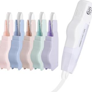 Refillable Quick-Dry White Correction Tape Set, 118ft(36m) Total, Pack of 6, Aesthetic Cute Pen-Shaped Applicator, School & Office Supplies(White)
