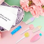 28 Pcs Mini Highlighter with Sticky Notes, Candy Pastel Highlighter, Cute Chisel Tip Marker Pen, Colourful Kawaii Carrot Cone Pencil Lollipop Shape Pens for Writing Drawing Diary