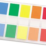Post-it Flags in Portable Dispenser, 100 Flags/Pack, .47 in x 1.7 in, 20 Each of Red, Bright Orange, Yellow, Green, and Blue (683-5CF)