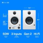 PreSonus Eris 3.5 Studio Monitors (White), Pair — 3.5" Inch Powered Bookshelf Speakers, Stereo, Desktop Computer, Near Field Music Production, Audio Mixing Recording