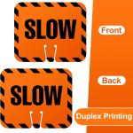 Flutesan 3 Pcs Slow Sign Traffic Cone Sign Ro Traffic Cone Top Warning Signs for Outdoor Neighborhoods Street, 12.6 x 10.4 Inches, Black on Orange