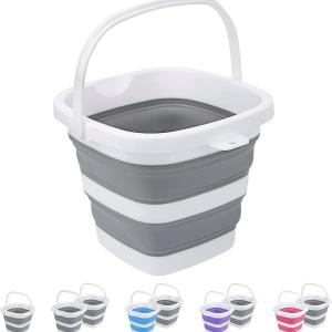 Collapsible Bucket, 5L 1.3Gallon Small Cleaning Mop Buckets for Household Outdoor Car Washing Tub Plastic Foldable Portable Camping Beach Sand Water Pot Pail Space Saving Square