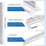 Glarks 16 Pieces Measuring Templates Building Formwork Stencils Geometric Drawing Rulers and Triangular Architect Scale Ruler with Pencil, Pencil Le Refills, Eraser for Office and School