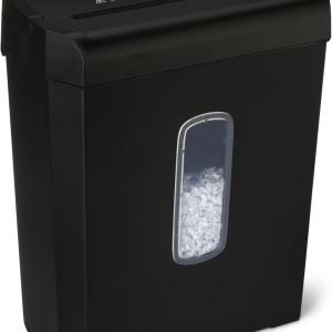 Basics 6-Sheet Cross-Cut Paper Shredder and Credit Card Shredder, 3.7 Gallon, Black