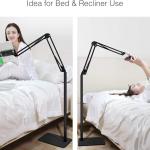 Tablet Floor Stand with 5LB Metal Base, Overhe Bed Phone Stand Angle Height justable Holder, Universal Floor Stand Compatible with iPhone iP Pro Air Mini, Samsung Tab, Kindle, E-Reers…