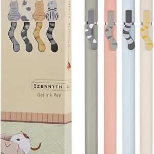 Cat Pens, 4 Pcs 0.5mm Cute Kawaii Black Ink Pens Fine Point Smooth Writing Pen, High-End Series Cat's Tail Retractable Pen for Journaling Note Taking (4 Pcs Cat)