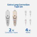 Refillable Retractable Correction Tape, 2PCS Extra Refills, Easy to Use Mini Aesthetic Pen Shaped Applicator for School Office Supplies (With 4 fillers)