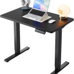 HUANUO 32" Small Electric Standing Desk justable Height, 4 Memory Height Settings, Sit Stand Up Desk for Home Office & Computer Workstation, Black