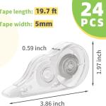 24 Pcs Transparent Correction Tape, 236 Inch Tear-Resistant Bulk for School, Office, Note Taking, Journal (Tape Width 0.2 In)