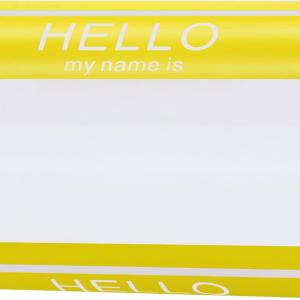 Hello My Name is Stickers 6 Colors Colorful Name Tag Stickers for Themed Party School Office Home Kids Bge Label 3-1/2×2-3/8 Inch Yellow - 200 Labels Per Roll