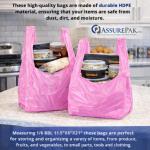 ASSUREPAK Pink HDPE T-Shirt Plastic Bags for Retail, Groceries, Merchandise, Convenience Store, Supermarket, Restaurant - 1/6 BBL, 11.5"X6"X21" - Pack of 500 Bags, 13 Microns - Unprinted (Pink)