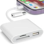 SD Card Reer for iPhone, Memory Card Reer with USB Camera apter Plug and Play Trail Game Camera Viewer Supports SD and TF Card MicroSD Card apter for iP No App Required