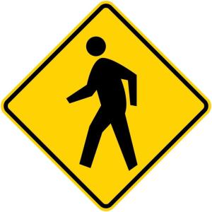 Municipal Supply and Sign Co Pedestrian Crossing Sign - 18 x 18 Inches - Highly Reflective 3M Sheeting for Enhanced Visibility and Safety, 10-Year Warranty