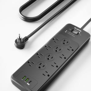 Surge Protector Power Strip 15FT(4080J), PLUGTUL Surge Protector with 12 Outlets - Spacious Design for Large Plugs, Flat Plug, 20W USB C Charging for Home, Office, ETL Listed