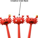 Maydahui 6 PCS Cartoon Crab Rollerball Gel Pens Sea Animal Pen Novelty Pens Cute Expression Black Ink Soft Silicone for School Party Office