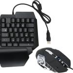 One - Handed RGB Gaming Keyboard and Mouse Combo, USB Wired LED Backlit Keyboard with Mouse and Converter, 35 Keys Mini Gaming Keyp Set for Android, for iOS 13.4 Or Less