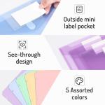 Forvencer Binder Pocket, 10 Pack Super Heavyweight Plastic Folders with Tight Closure, Binder Folders Side Loing, 3 Ring Binder Pocket, Binder Dividers with Pockets, Letter Size, Pastels Series