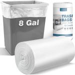 Charmount 8 Gallon Trash Bags, 50 Count Medium Garbage Bags Trash Can Liners for Bathroom Kitchen Office, Clear, Unscented