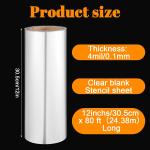 12in x 80ft Rolls 4 Mil Blank Stencil Sheets Acetate Sheets,Clear Plastic Sheet Roll Reusable PET Mylar Sheet Stencil Paper for Crafts,Cutting Machine
