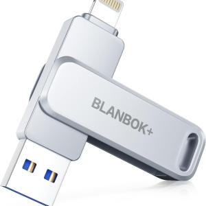 MFi Certified 256GB Flash Drive for iPhone Photo Stick, USB Memory Stick High Speed iPhone Flash Drive, External Memory Storage USB Stick Thumb Drive for iPhone/iP/Android/PC (Metallic Silver)