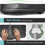 Arteck Ergonomic USB Wired Keyboard with Cushioned Wrist & Palm Rest, Backlit 7 Colors & justable Brightness Comfortable Natural Split Keyboard with 6 Feet Wire for Windows Computer Desktop Laptop