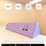 Desk Clamp Power Strip with Nightlight, 40W Fast Charging, 6FT Extension Cord, 4x20W USB-C & 2 USB Ports, 5 AC Outlets, Fits 1.69-Inch Table Edges