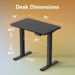 HUANUO 32" Small Electric Standing Desk justable Height, 4 Memory Height Settings, Sit Stand Up Desk for Home Office & Computer Workstation, Black