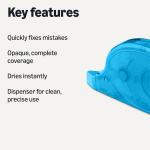 Basics White-Out Correction Tape with Dispenser, 39.3ft, 10-Pack, Fast, Clean and Easy to Use Tear-Resistant Tape Office or School Supplies, Green, Orange, Purple, Red, Blue