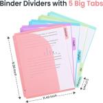 5 Tabs Dividers with Pockets for 3 Ring Binder, 5 Counts Binder Dividers Index for US Letter Size, Binder Dividers with Tabs for School Office Organization(XY026) (1)