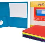 School Smart 2-Pocket Folders, Assorted Colors, Pack of 25 - 084900