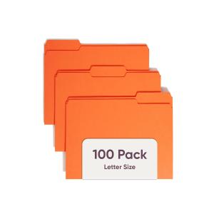 Sme Colored File Folder, 1/3-Cut Tab, Letter Size, Orange, 100 per Box (12543)