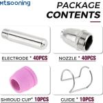 Mtsooning 100PCS SG-55 AG-60 WSD-60 Plasma Cutter Cutting Torch Tip Nozzles Consumables Kit Replacement for STC750P Plasma Cutter WSD60 Plasma Torch