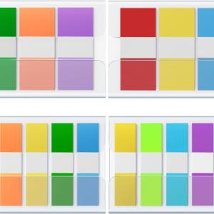 KICNIC Sticky Tabs 400 Pcs, 2 Sizes (1.77×0.79 in & 1.77×0.39 in) Fluorescent Pop Up Book Tabs, hesive Index Page Markers, Reusable School Office Supplies, 4 On-The-Go Dispensers (10 Colors)