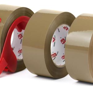 BOMEI PACK Heavy Duty Brown Packing Tape with Dispenser, 2.6 mil, 1.88 inch x 110 Yards (3 Pack), Total 330Y, Brown Tape Refills for Shipping, Mailing, Moving & Storage