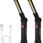 Tool Gifts for Men 2Pack Rechargeable LED Work Lights with Magnetic Base, 360° Rotation,Versatile Lighting for Repairs, Outdoors,Christmas Gifts,Stocking Stuffers Mens Gifts