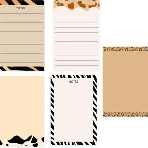 Modern Animal Print Sticky Notes 4" x 6" Self Stick Note Ps hesive Cute Memo Back to School Gift Office Supplies for Reminders Home 5 Pack