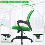 BestOffice | Ergonomic Office Chair | Mid-Back Swivel Desk Chair | Breathable Backrest & Lumbar Support | justable Height | Sponge Seat | Rolling Wheels | Green | for ults & Women