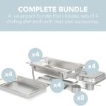 Alpha Living 4 Pack Chafing Dish Full Set – Stainless Steel Catering Chafer with Lids, Pans & Fuel Holders – Buffet Food Warmers for Parties, Events & Weddings – Alpine Gray Handles