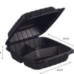 8X8 3-Compartment 50-Pack Plastic Clamshell Takeout Food Trays Heavy Duty Togo Disposable Box Carryout Meal Prep Packaging Catering Hinged Containers With Secure Snap Lid (Formerly FULING)