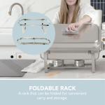 Alpha Living 4 Pack Chafing Dish Full Set – Stainless Steel Catering Chafer with Lids, Pans & Fuel Holders – Buffet Food Warmers for Parties, Events & Weddings – Alpine Gray Handles