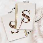 laveliabel Beige Cheetah Print Spiral Notebook, Leopard Print Initial S Journaling Notebooks, Trendy Preppy Girly Aesthetic College Ruled Spiral Notebook for School Office Supplies, 5.5x8.3 Inches