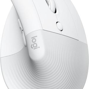 Logitech Lift Vertical Ergonomic Mouse, Wireless, Bluetooth or Logi Bolt USB Receiver, Quiet clicks, 4 Buttons, Compatible with Windows/macOS/iPOS, Laptop, PC - Off White