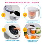 EVLA'S Baby Food Maker, Steamer, Blender, Baby Food Processor for Healthy Homeme Baby Food in Minutes, Touch Screen with 6 Reusable Food Pouches, Baby Registry Essential, White