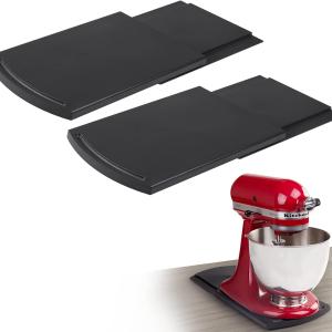 Bruvoalon Kitchen Appliance Sliding Tray, Slider for Coffee Pot, Coffee Maker, Toaster, KitchenAid Mixer, Blenders and Air Fryer, Coutertop with Rolling Wheels (2 Pack)