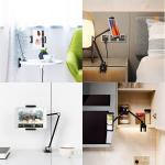 iP Desk Mount, justable Tablet Holder Clamp, 360 degree Rotation, Sturdy Aluminum Tablet Arm Mount for 4.7"-13" iP Pro/Air/Mini, iPhone, Galaxy Tab, for Kitchen, Work, Video Call(Black)