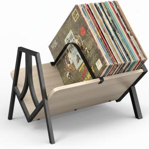 ZEXVIDA Vinyl Record Storage Rack for 50 LPs, Vinyl Record Album Holder Heavy-Duty Record Storage Shelf with Handles, Record Holder, Multi-Purpose Organizer