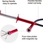 Bendable Flexible Magnetic Pickup Tool, 24'' Four Claw Grabber Tool, Accurate Pick Up In Narrow Space for Engine Bay/Home Sink/Drain/Earring/Keys/Metal Objects (Magnetic orientation)