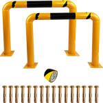 51.2"x 35.4" Hollow Machine Safety Vehicle Industrial Guard Barrier Bollard with Anchor Bolts For Warehouse Roside Traffic Parking Area, 2 Pack, Yellow