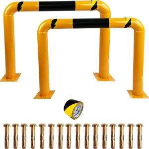 51.2"x 35.4" Hollow Machine Safety Vehicle Industrial Guard Barrier Bollard with Anchor Bolts For Warehouse Roside Traffic Parking Area, 2 Pack, Yellow